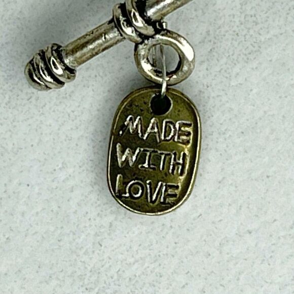 Silver Tone Curve Green Beaded Necklace - Picture 2 of 6